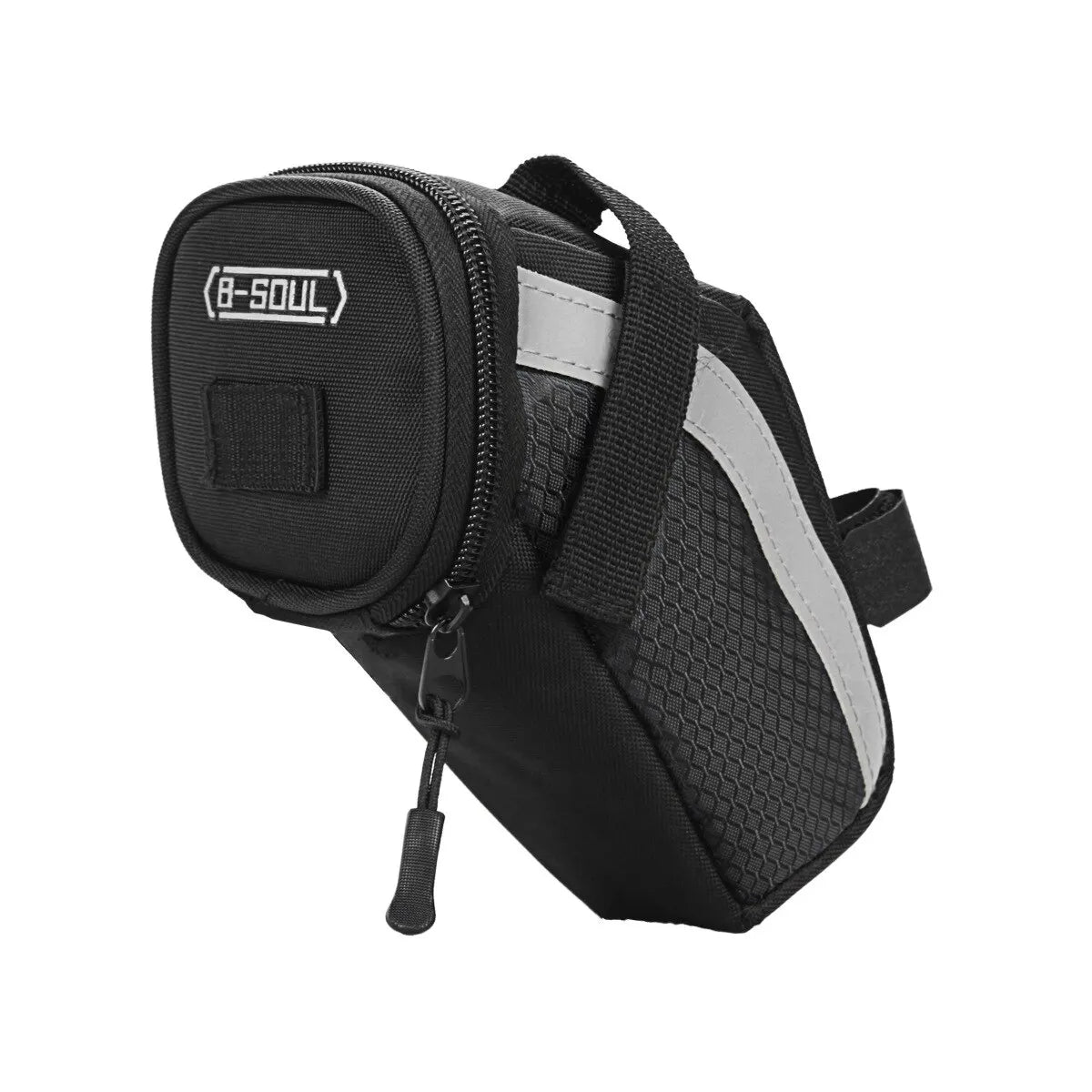 B-SOUL 1L Bike Saddle Bag Small Rear Seat Storage Pouch Tool Kit Reflective Black