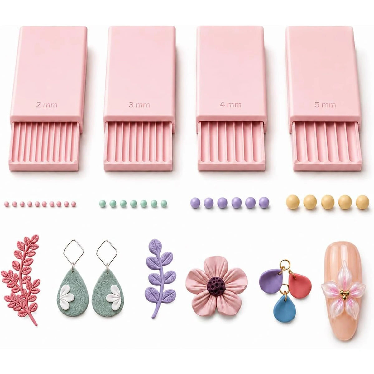 3D Print Clay Gel Ball Maker 4PCS Nail Art Bead Roller for Flowers