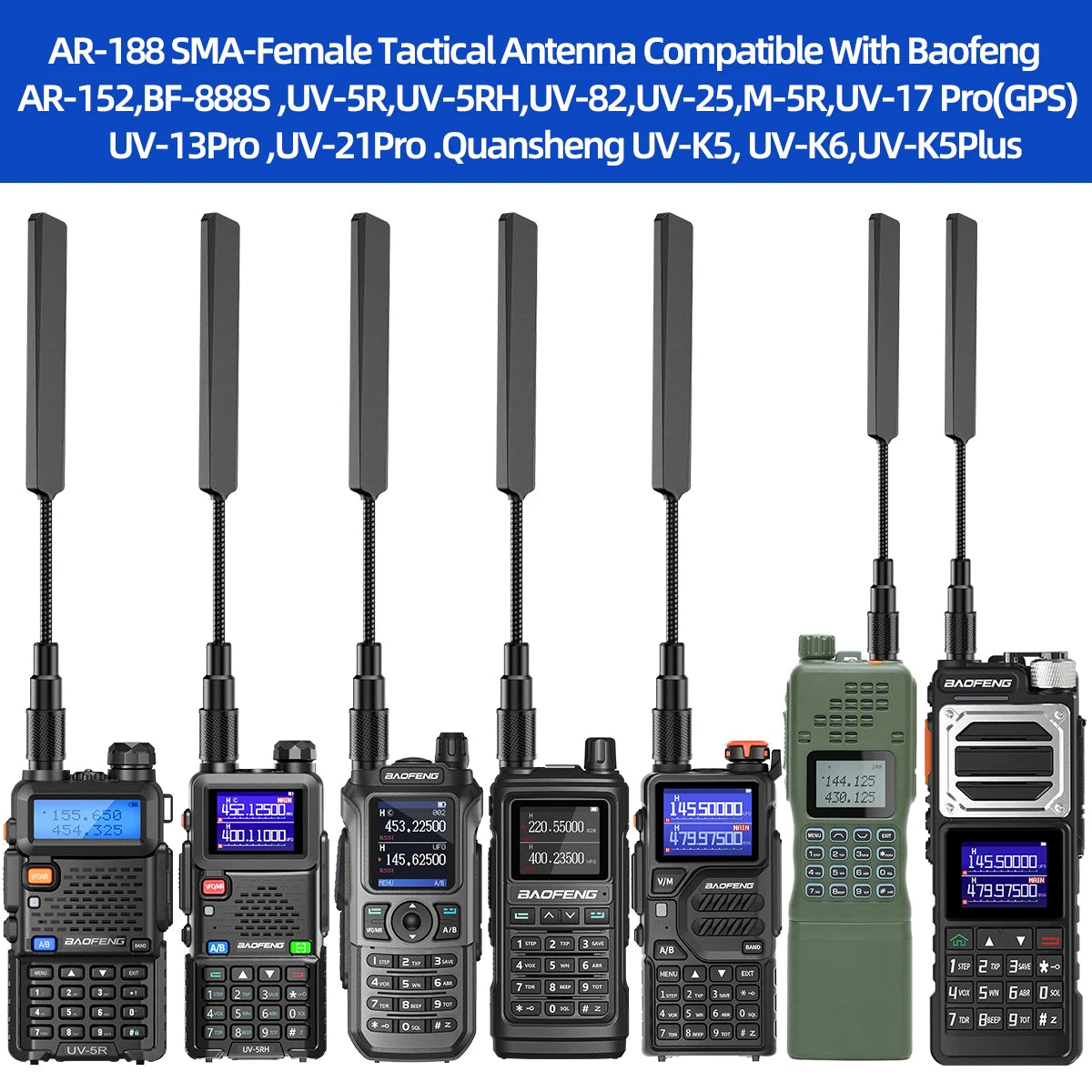 Gooseneck Tactical Antenna SMA-Female for Baofeng UV-5R VHF UHF 13 17 21