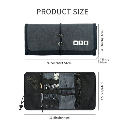 Electronic Organizer Cord Pouch, Travel Cable Charger Phone Accessories Bag Organizer Roll up Tech Carrying Case for USB Cables-EXPROTAS