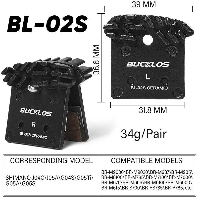 For Shimano MTB Road Hydraulic Brake Pads BUCKLOS Ceramic Disc Pads