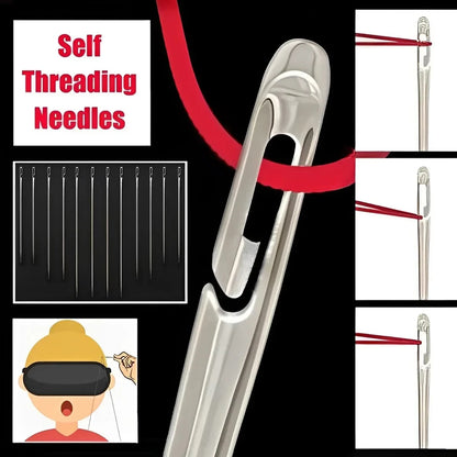 30Pcs Stainless Steel Blind Sewing Needles Self Threading for Elderly DIY