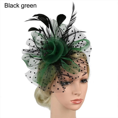 Flowers Feather Mesh Headwear Hat Party Accessory 1pc 27cm Multi Colour