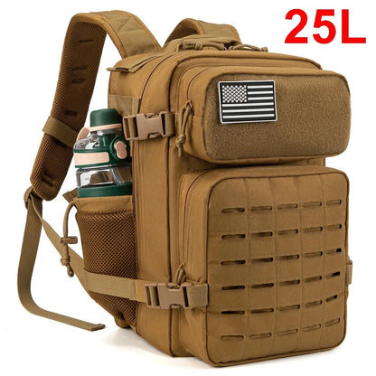 QT&QY 25L/45L Tactical Backpack for Men and Women Outdoor Survival Bug Out Bag Small School Rucksack Hking with Bottle Holder-EXPROTAS