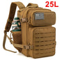 QT&QY 25L/45L Tactical Backpack for Men and Women Outdoor Survival Bug Out Bag Small School Rucksack Hking with Bottle Holder-EXPROTAS