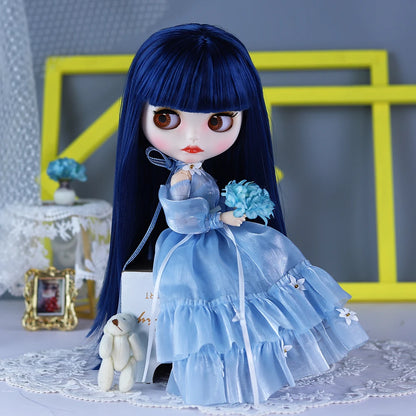 ICY DBS Blyth Doll BJD Joint Body White Skin Blue Hair Set Doll 1/6 30cm Girl Gift Anime SD-EXPROTAS