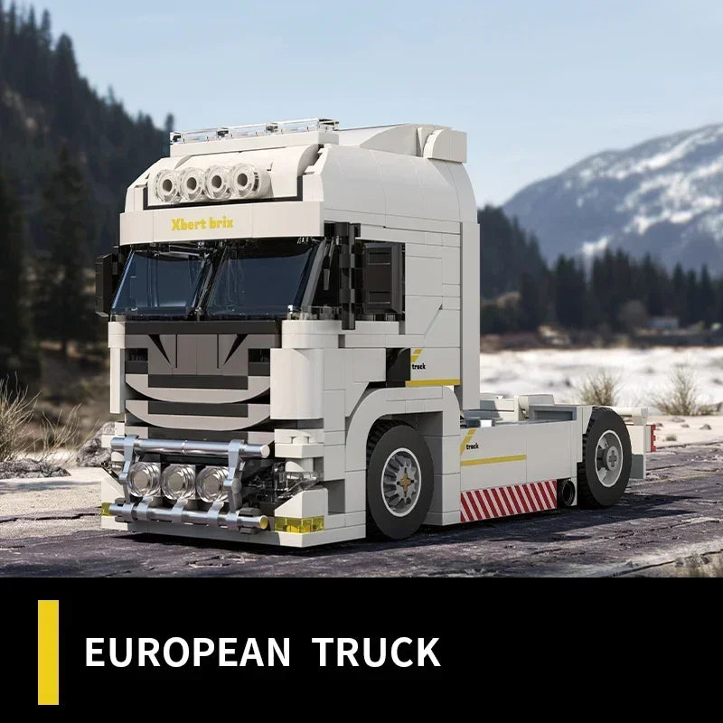 421PCS European Truck Head Building Blocks Connectable Container Trailer Model Bricks Educational DIY Toys For Children's Gifts-EXPROTAS