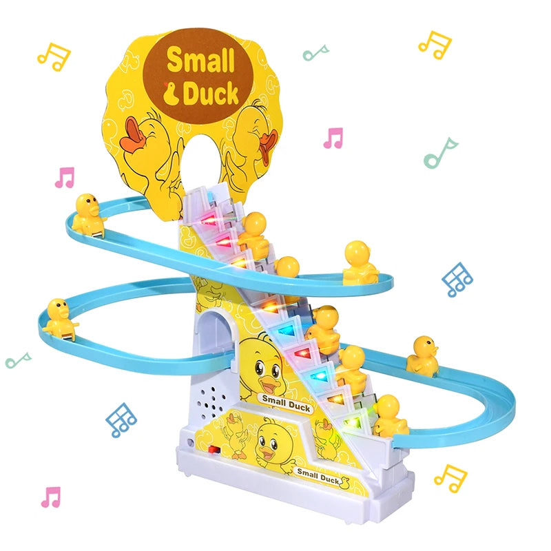 Electric Duck Roller Coaster Light Racing Track Toy for Kids Climbing Stairs
