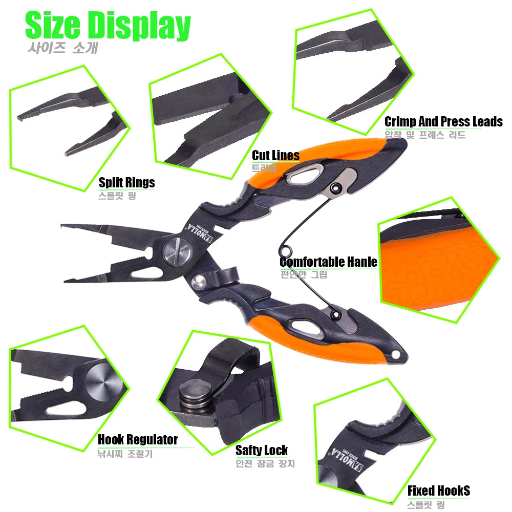 Fishing Pliers Hook Multi-tool Line Cutter Remover Snips Scissors 420 Steel
