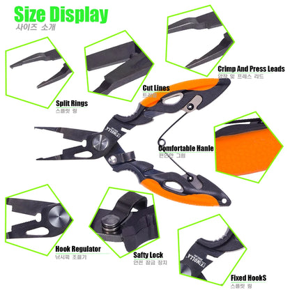 Fishing Pliers Hook Multi-tool Line Cutter Remover Snips Scissors 420 Steel