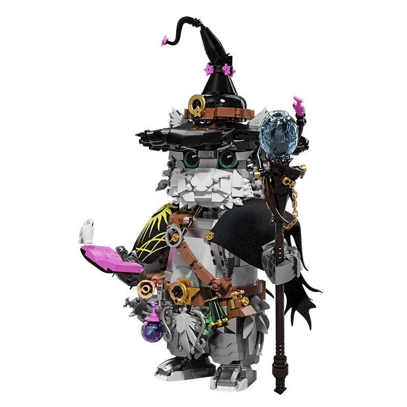 1400+pcs Wizard Cat Magic Animal Building Blocks MOC Creative DIY Model Toy Gift