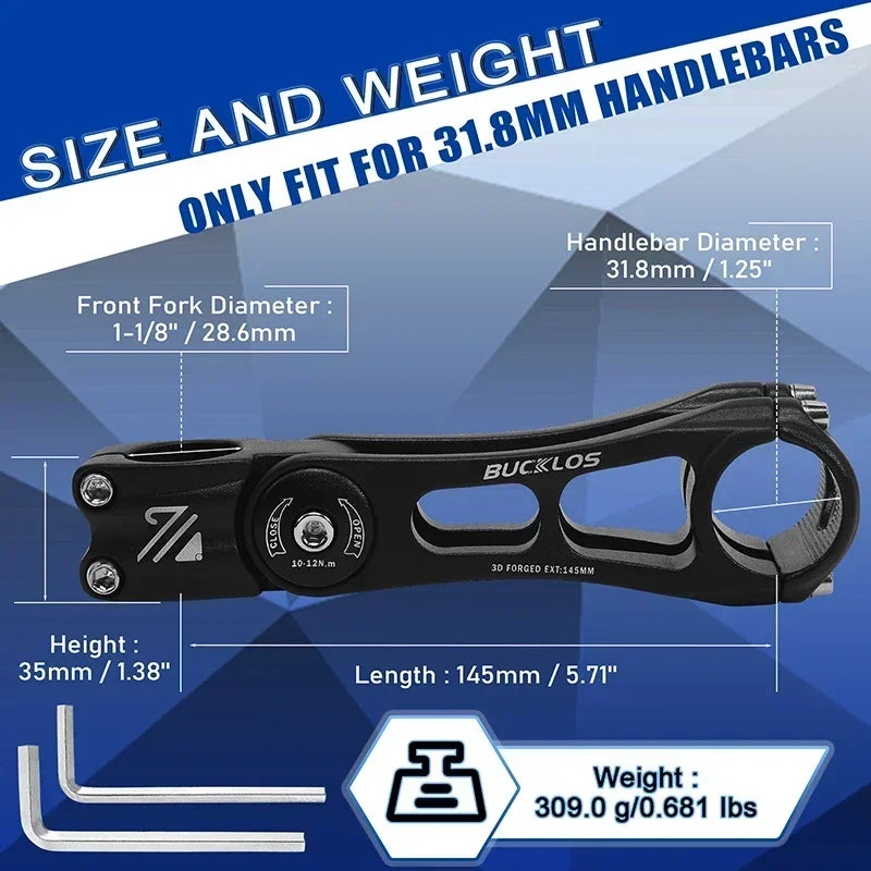 Adjustable Bicycle Handlebar Stem BUCKLOS 3D Forged MTB Road Bike Riser