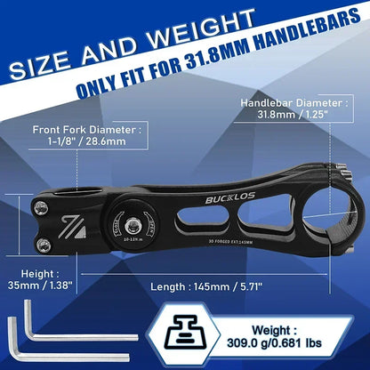 Adjustable Bicycle Handlebar Stem BUCKLOS 3D Forged MTB Road Bike Riser