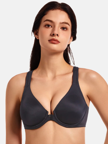 MELENECA Women’s Front Closure Racerback Underwire Bra Unlined Seamless Full Coverage