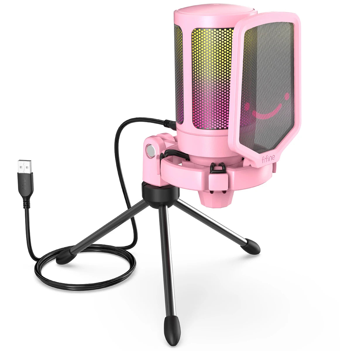 FIFINE Ampligame A6V USB Condenser Gaming Microphone with Pop Filter Shock Mount Gain Control for PC PS4 PS5 Mac