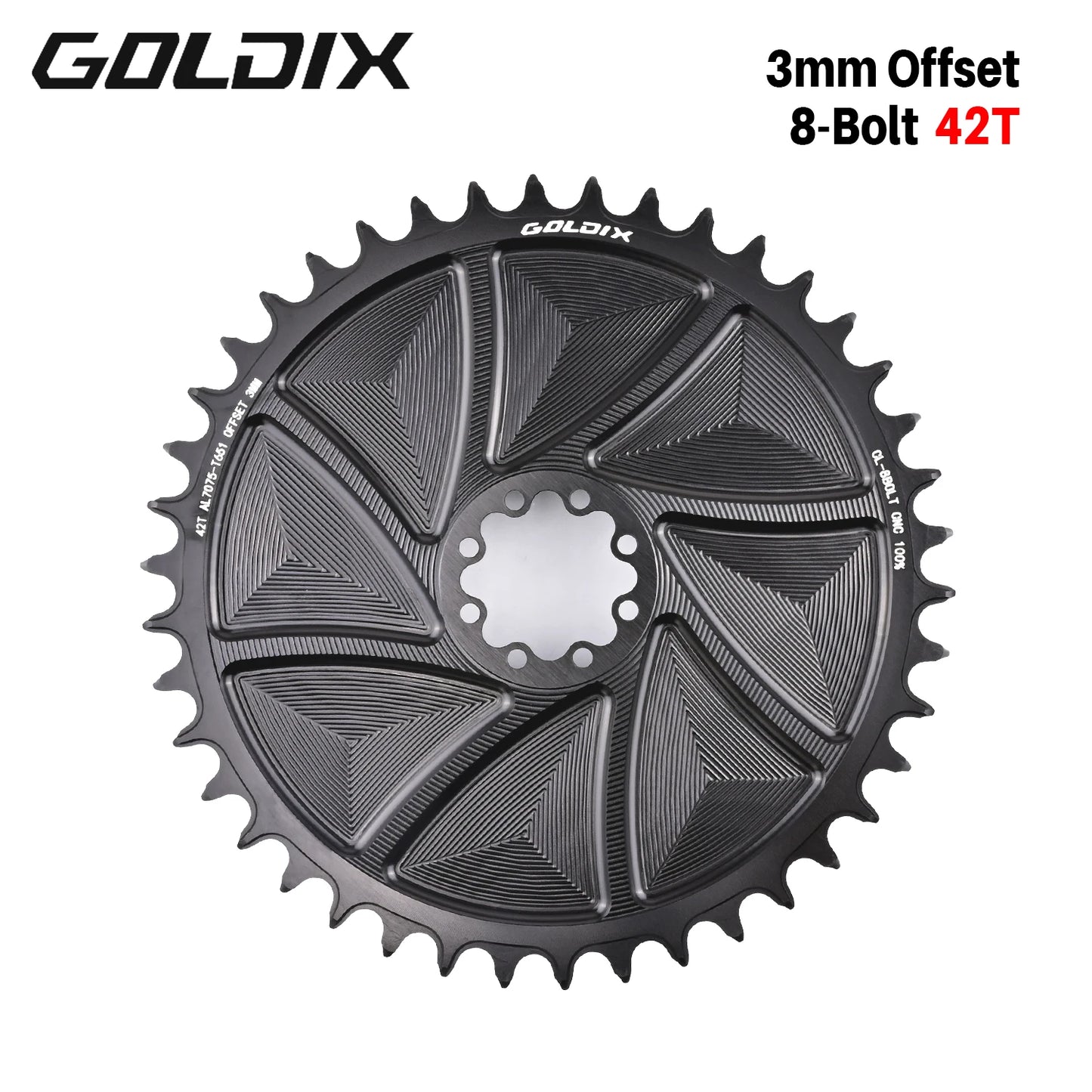GOLDIX 8-Bolt AERO Chainring Narrow Wide CNC for SRAM 8-Bolt Crankset