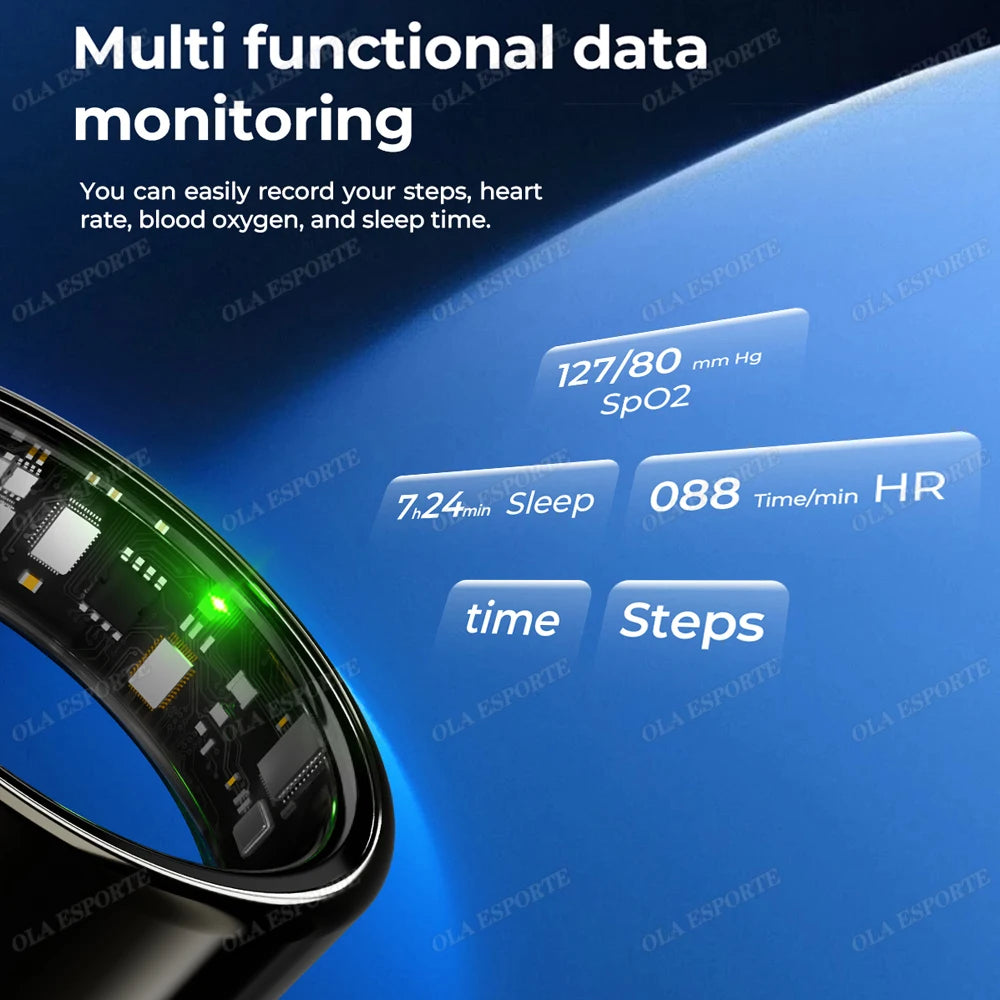 Smart Ring Monitor Heart Rate Blood Oxygen Waterproof Activity Tracker Men Women