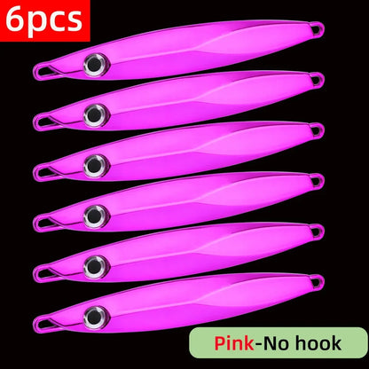6pcs Long Casting Metal Jig, Sea Fishing Lure, Electroplated Hard Bait, Fishing Accessories Jigging Lure For Saltwater 10g-80g