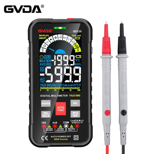 GVDA New 9999 Counts Digital Multimeter Smart Auto Range 1000V 10A Tester Meter Ohm Hz Capacitance REL True RMS AC DC DMM GD128-EXPROTAS