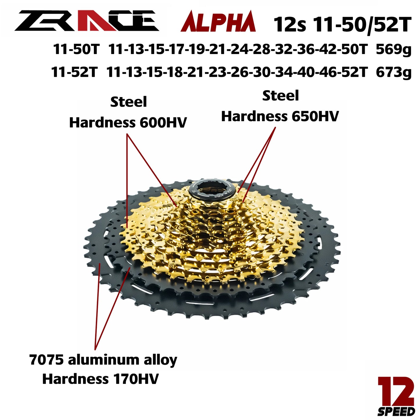 ZRACE ALPHA MTB Cassette 10–12 Speed HG/MS/XD Freehub 46T 50T 52T