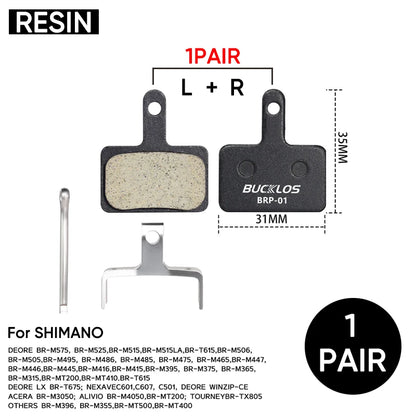 BUCKLOS Resin Disc Brake Pads for Shimano B01S B03S B05S MTB Hydraulic Bike