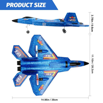 F22 Raptor RC Plane 2.4G 2CH Remote Control Flying Glider With LED Lights EPP Foam Airplane Toys For Children Gifts-EXPROTAS