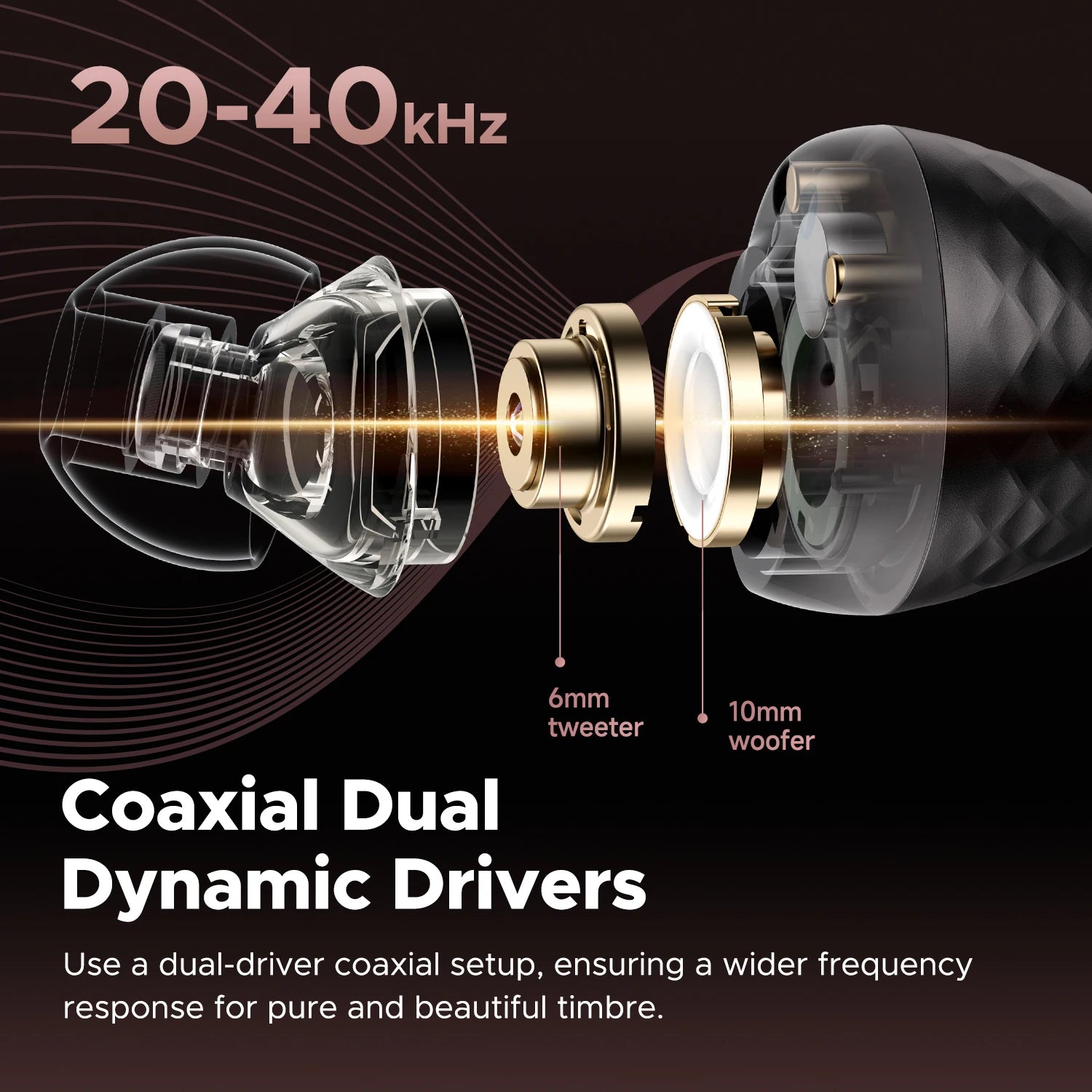 SoundPEATS Engine4 Hi-Res Bluetooth 5.3 Wireless Earbuds with LDAC, Coaxial Dual Dynamic Drivers for Stereo Sound, Total 43 Hrs-EXPROTAS