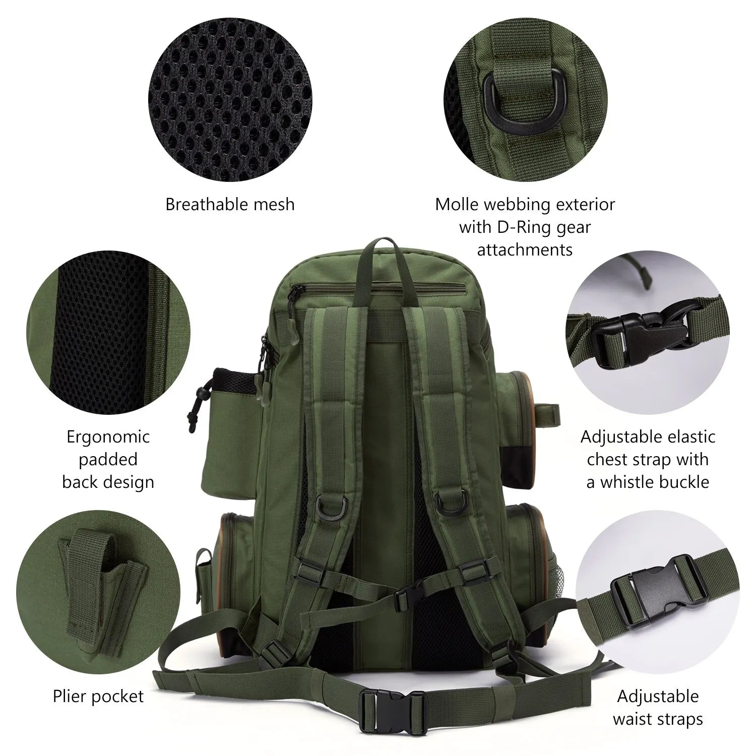 Bassdash Fishing Bag Tackle Backpack Lightweight Tactical Tackle Box Multifunctional-EXPROTAS