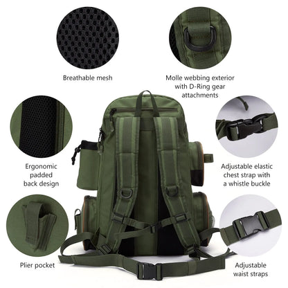 Bassdash Fishing Bag Tackle Backpack Lightweight Tactical Tackle Box Multifunctional-EXPROTAS