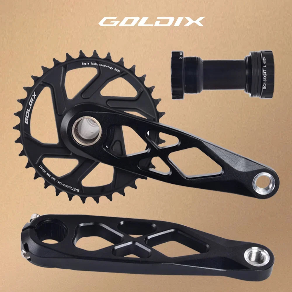 Goldix Narrow Wide Crankset 175mm MTB Square Taper Aluminum Bike Crank
