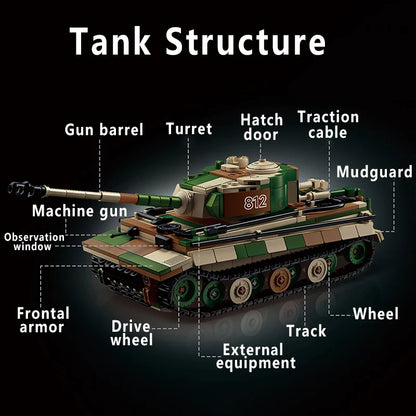 WW2 German Tiger Heavy Tank Building Blocks Military Brick Model Toy Set
