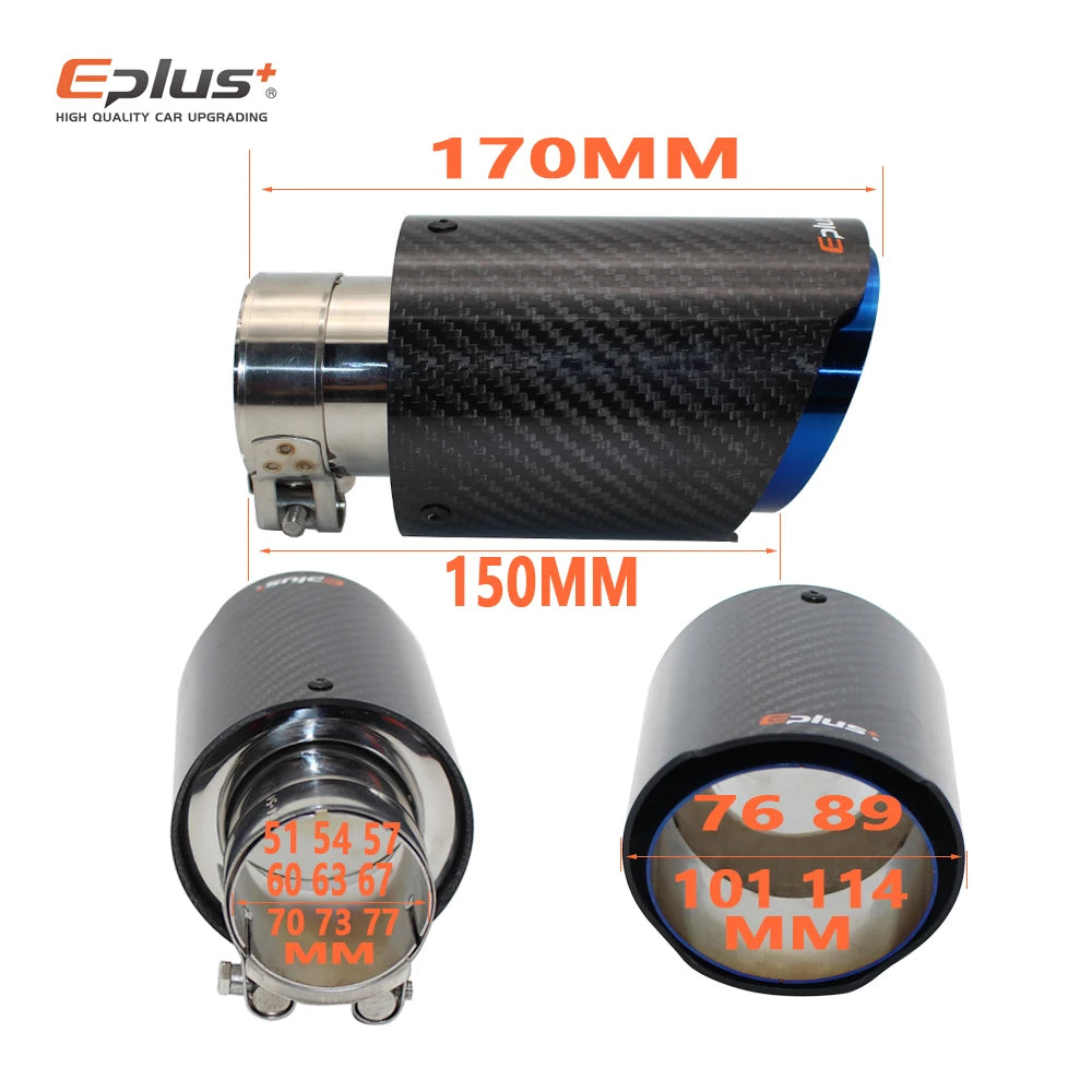 REMUS Car Gloss Carbon Fiber Muffler Tip Exhaust System Pipe Mufflers Nozzle Universal Straight Stainless Black Auto Parts-EXPROTAS