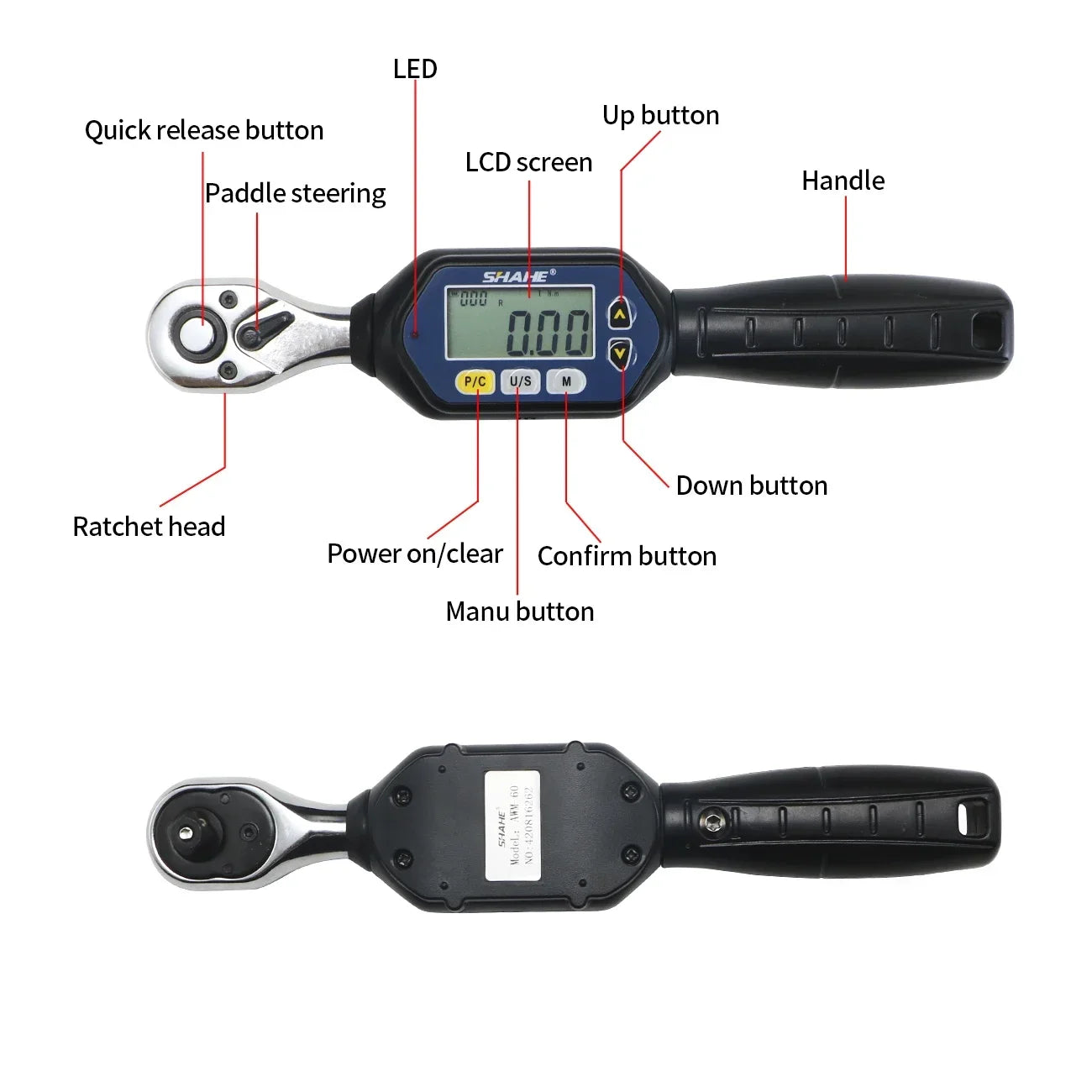 Shahe MINI Digital Torque Wrench 1/4‘’ 3/8‘’ 1/2‘’ Professional Bike Car Repair Adjustable Torque Wrench Hand Tools-EXPROTAS