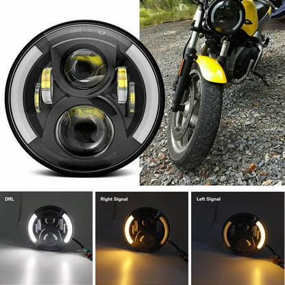7" LED Headlight w/ DRL Angel Eyes for Harley Honda Yamaha Jeep H4