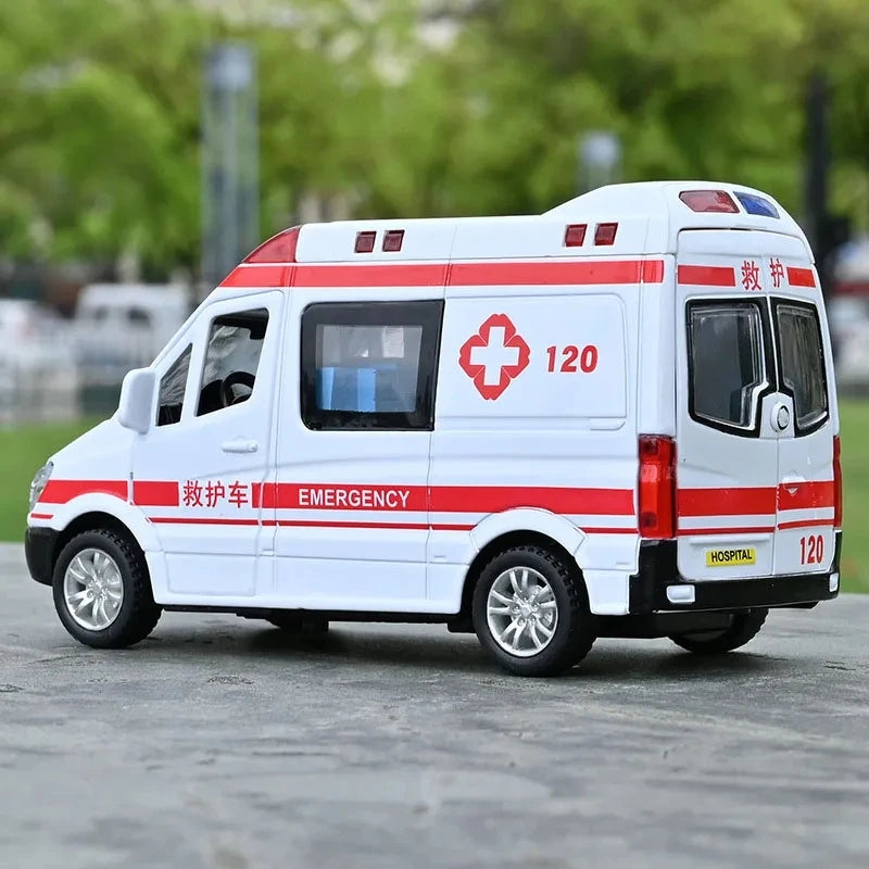 1:32 Mini Alloy Car Diecast Ambulance Fire-Truck Policecar Model Sound And Light Vehicle Simulation Collection Gifts Toys Boys-EXPROTAS