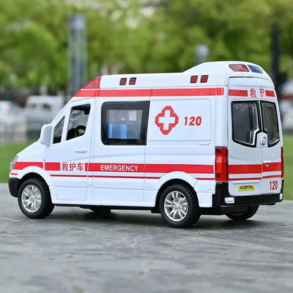 1:32 Mini Alloy Car Diecast Ambulance Fire-Truck Policecar Model Sound And Light Vehicle Simulation Collection Gifts Toys Boys-EXPROTAS