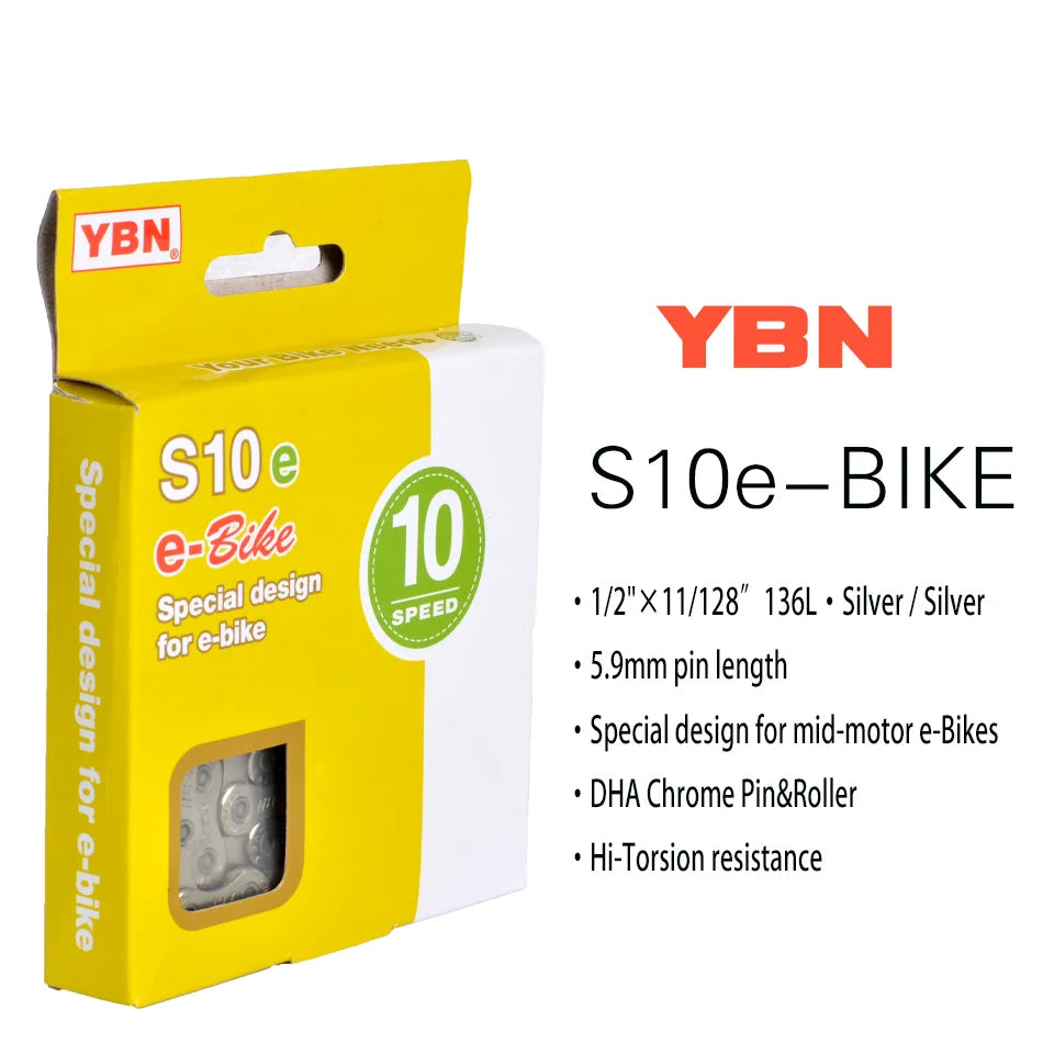 E-Bike Chain YBN 8/9/10/11/12 Speed for Bosch Shimano Mid-Motor Systems