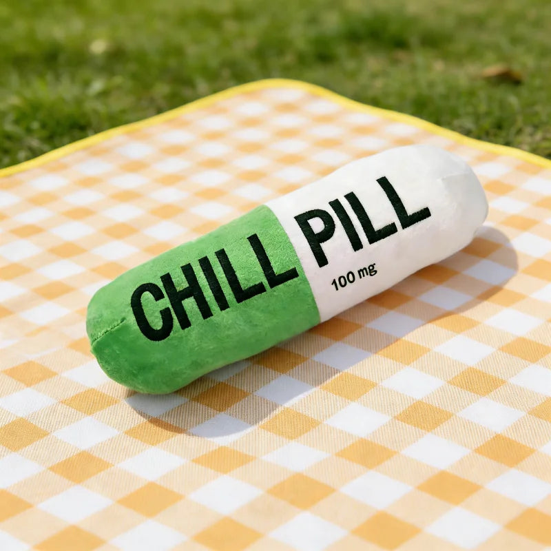 Pet Pill Indestructible Plush Dog Chew Toy with Squeaker for Play