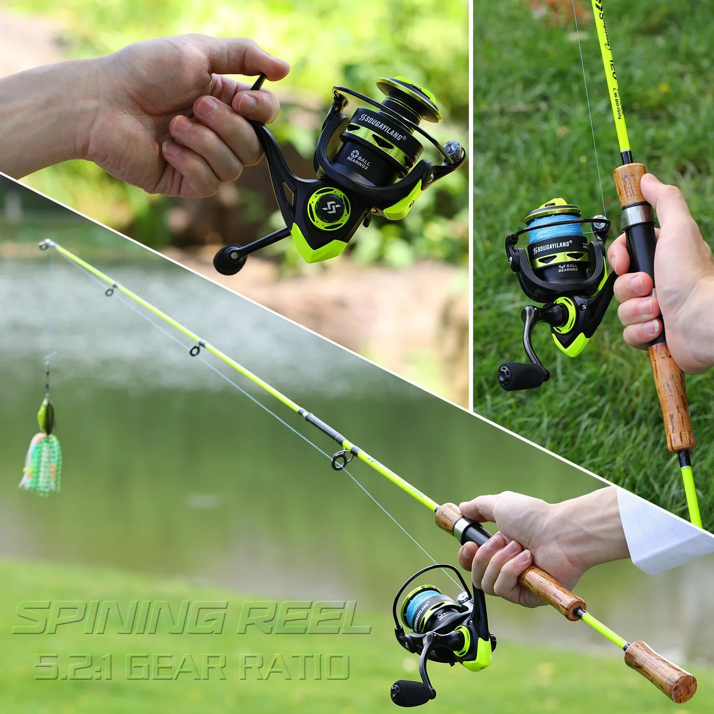 Sougayilang Spinning Fishing Reel 5.2:1 Max Drag 1000-7000 Series Metal Spool