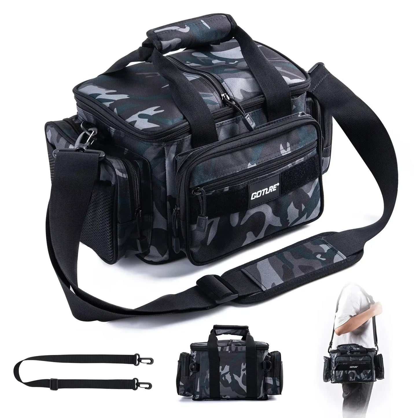 Fishing Tackle Bag Large Capacity Backpack 600D Oxford Waterproof Camping