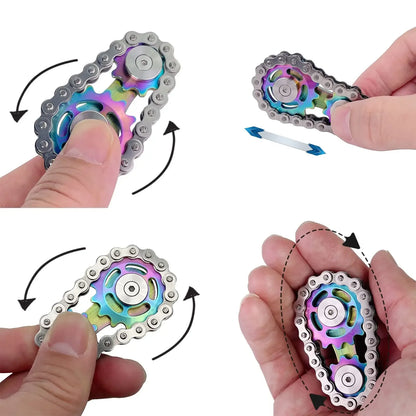Metal Gear Fidget Spinner Chain Hand EDC Toy for Adults Stress Relief ADHD
