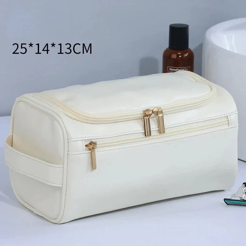 Leather Toiletry Bag Men Women Dopp Travel Hanging Large Cosmetic Wash Bags