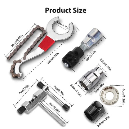 Bike Repair Tool Kit Chain Breaker Crank Puller Flywheel Remover Wrench