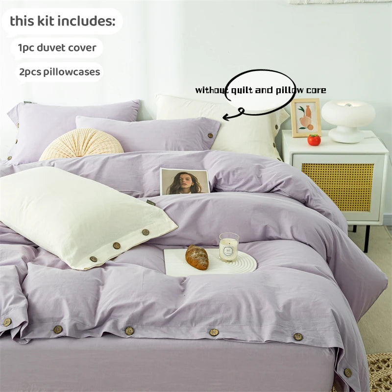 3pcs Double Duvet Cover King Size 100% Cotton Bedding Quilt Covers 220x240