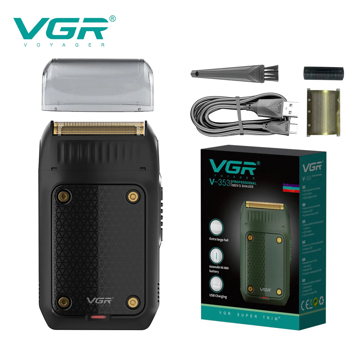 VGR Shaver Professional Razor Electric Mini Beard Trimmer USB Charge