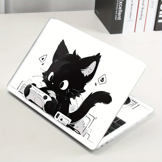 Game Cat Themed Laptop Stickers for 12-15.6 Inch Laptops - PVC Material