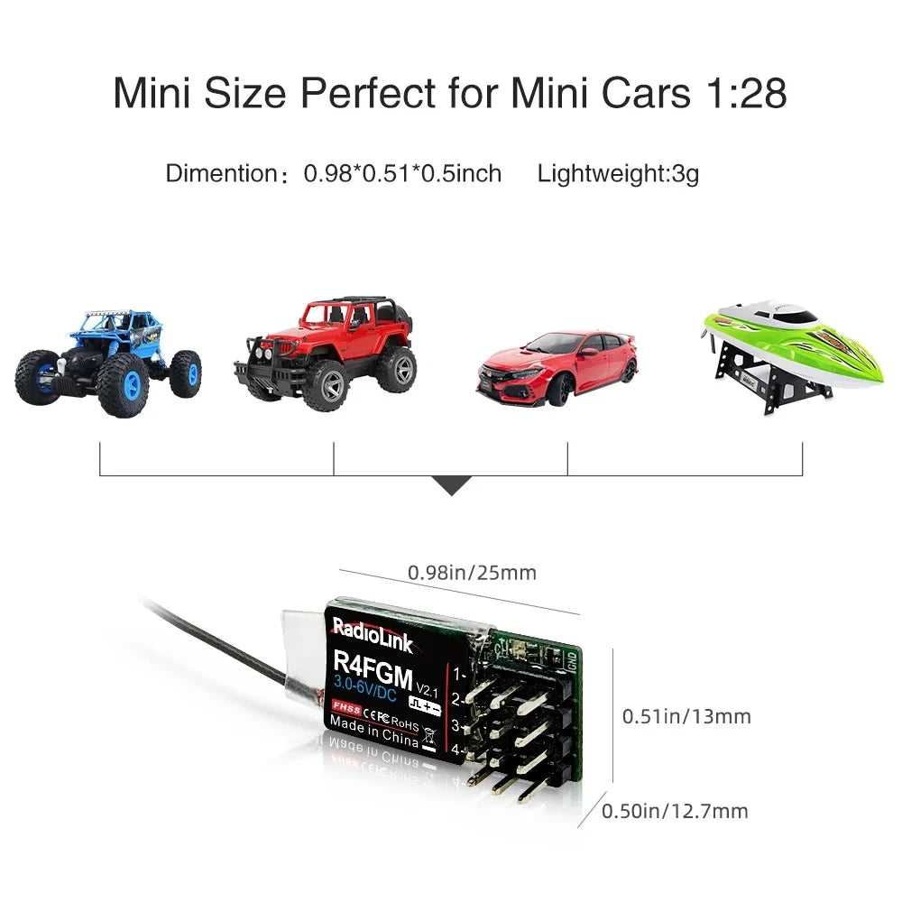 Radiolink 2.4GH R8FG R4FGM R6FG R6F Receiver Gyro for RC Car Boat Work for Transmitter RC4GS RC6GS T8FB T8S RC8X-EXPROTAS