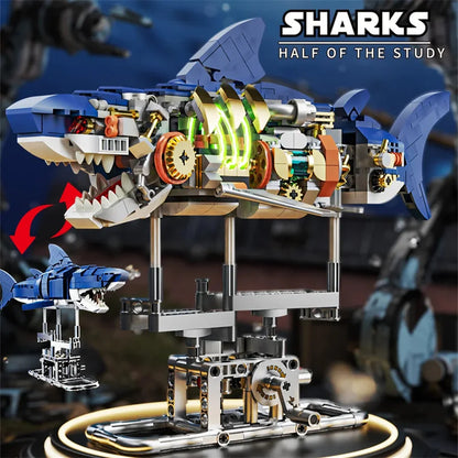 Mechanical Shark Building Set Animal Blocks Toy Gift Crocodile Frog Ray