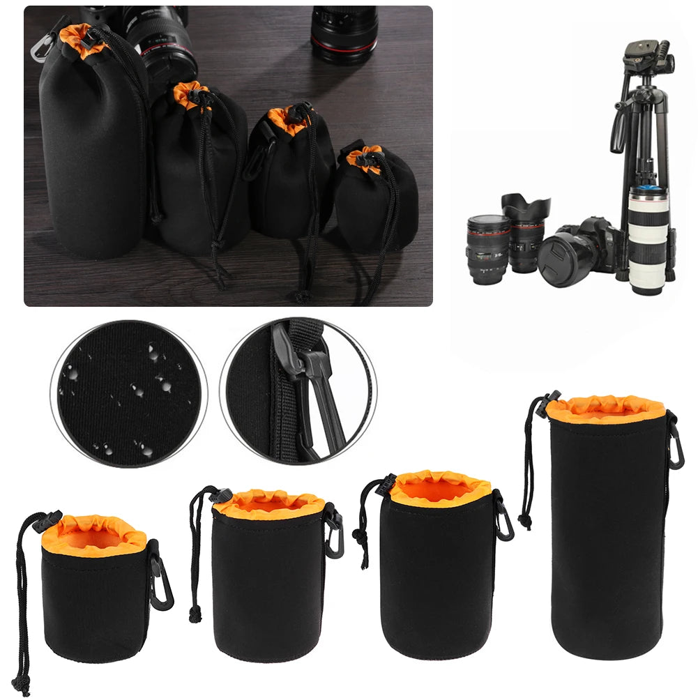 Camera Lens Pouch Bag Neoprene Waterproof Soft Case For Canon Sony DSLR Lenses