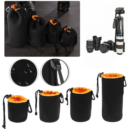 Camera Lens Pouch Bag Neoprene Waterproof Soft Case For Canon Sony DSLR Lenses